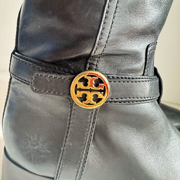 Tory Burch Black Leather Tall Riding Boots 9M - Picture 4 of 11